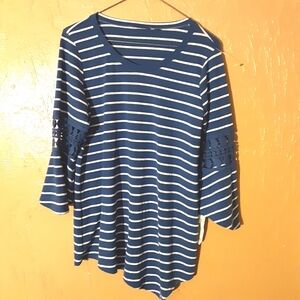 Hannah Blue and White Striped Long Sleeve Top